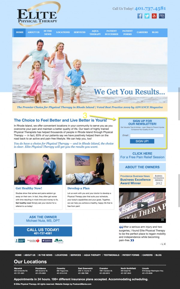 Physical Therapy Website Design Analysis Multiple Locations RI