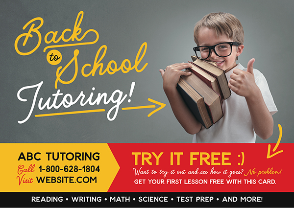 school tutoring postcard design