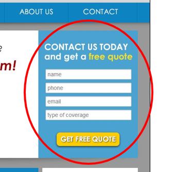 lead capture form on insurance website