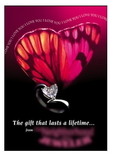 jewelry postcard design with a butterfly