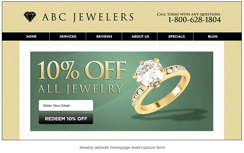 jewelry lead capture form example