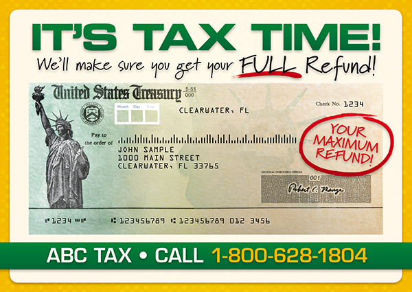 tax refund postcard design
