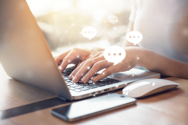 woman chatting on computer