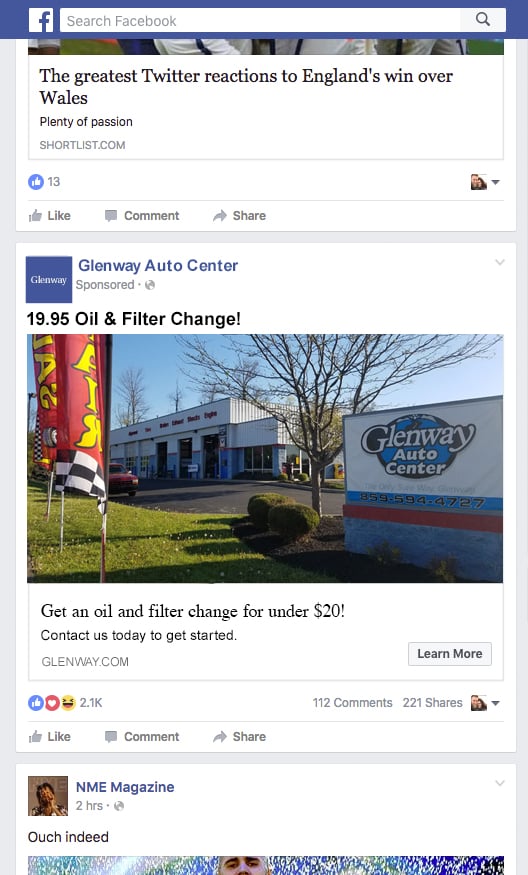auto repair facebook ad
