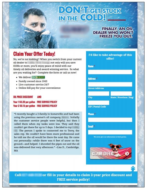example of effective landing page design