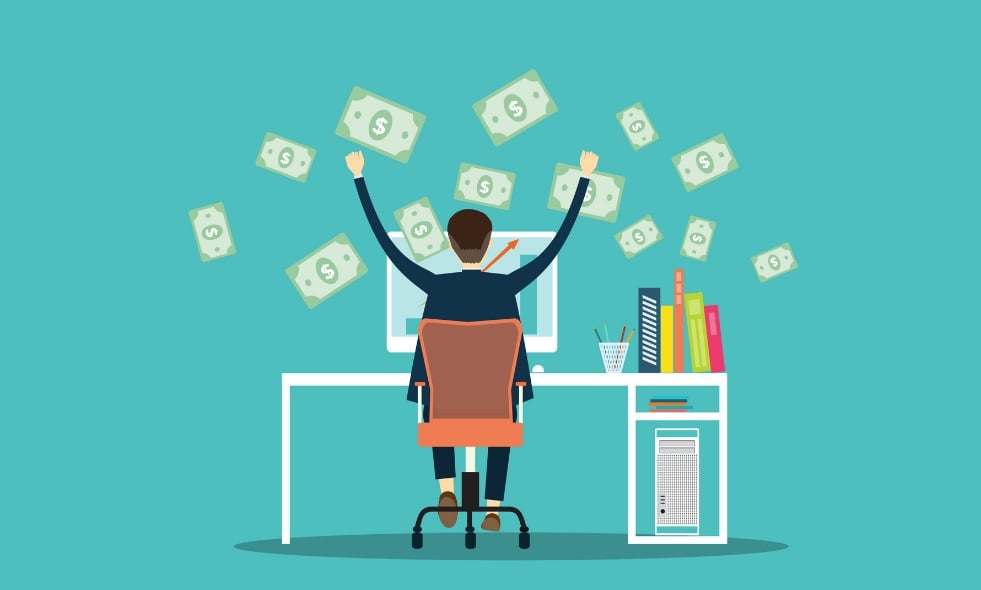money flying out of computer