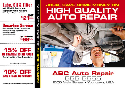 auto repair personalized postcard