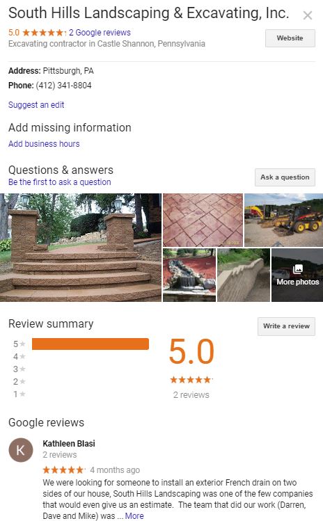 landscaping business google review