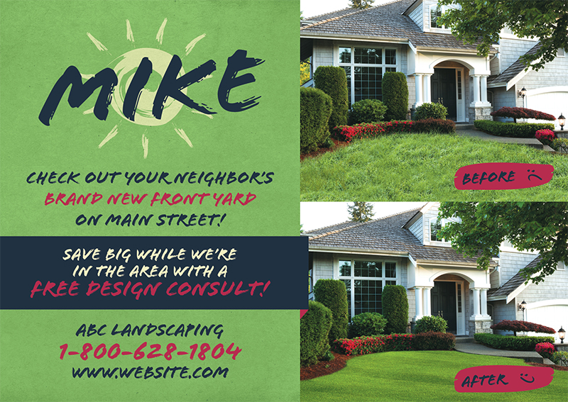 personalized landscaping postcard