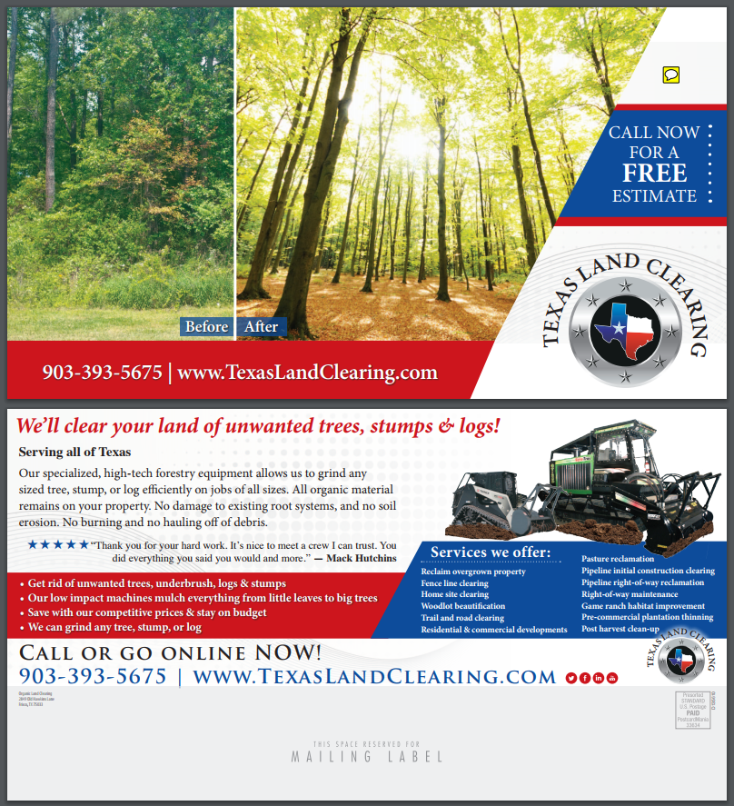 texas land clearing postcard