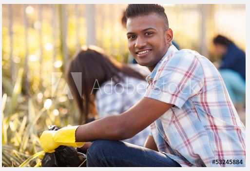 volunteers cleaning